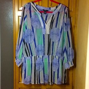 FINAL SALE PRICE Alfani Sheer Top w/ Geometric, Floral & Stripes